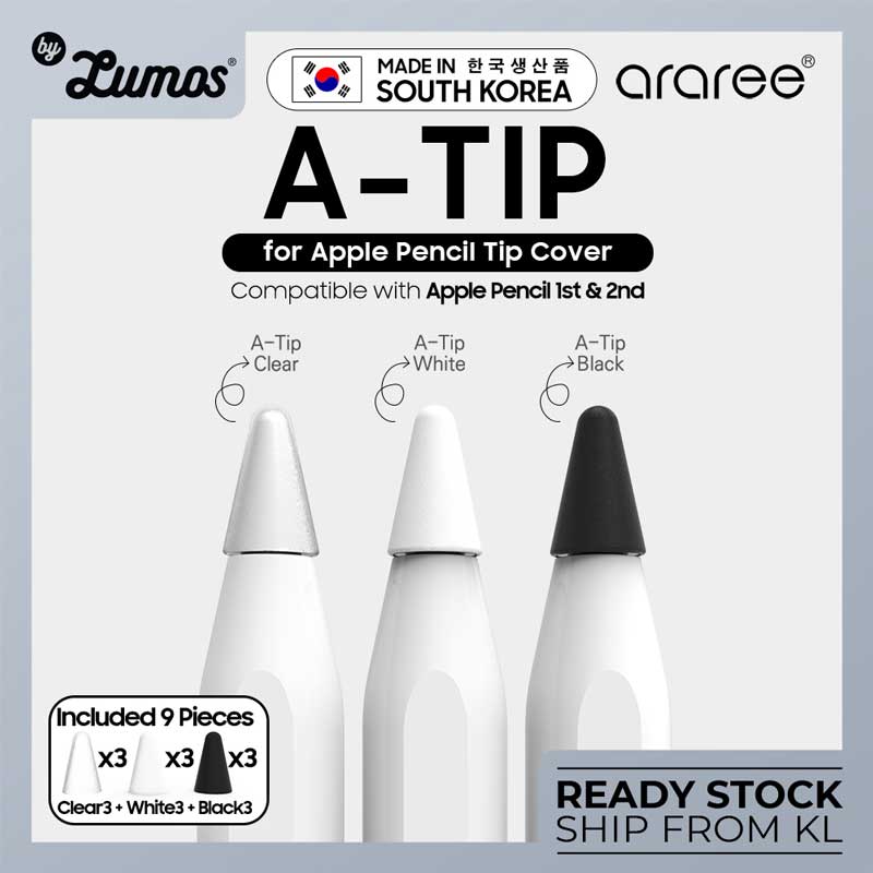 𝗔𝗿𝗮𝗿𝗲𝗲 𝗔-𝗧𝗜𝗣 Cover Clear, White & Black designed for Apple Pencil 1st& 2nd Gen