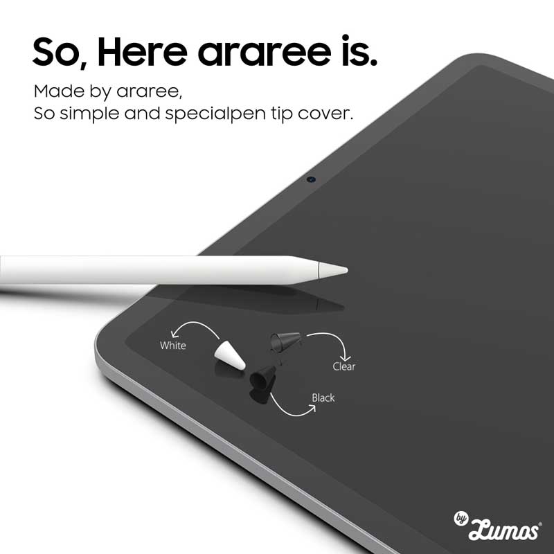 𝗔𝗿𝗮𝗿𝗲𝗲 𝗔-𝗧𝗜𝗣 Cover Clear, White & Black designed for Apple Pencil 1st& 2nd Gen