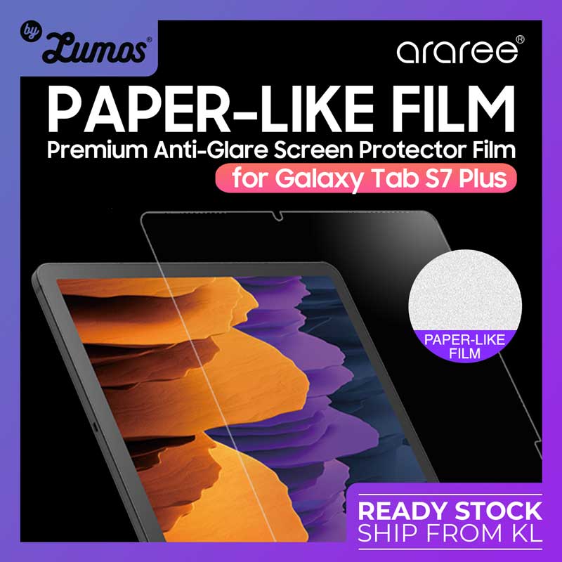 𝗔𝗿𝗮𝗿𝗲𝗲 𝗣𝗮𝗽𝗲𝗿 𝗟𝗶𝗸𝗲 𝗙𝗶𝗹𝗺 Samsung Galaxy Tab S7 Plus & Tab S8 Plus Premium Anti Glare Screen Protector made for SPen