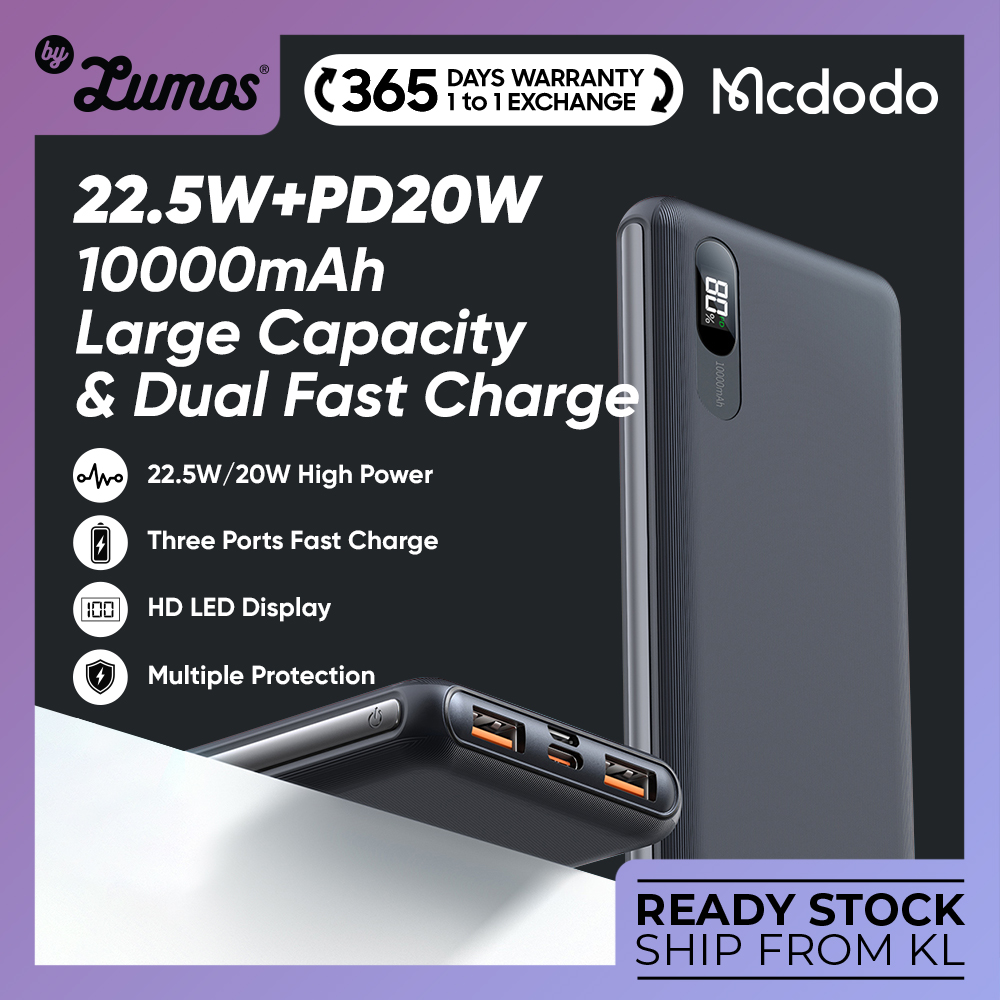 𝗠𝗖𝗗𝗢𝗗𝗢 𝗠𝗖-𝟲𝟬𝟰 Portable Fast Charging Dual USB A +Type C PD SCP VOOC QC 10000mAh Power Bank