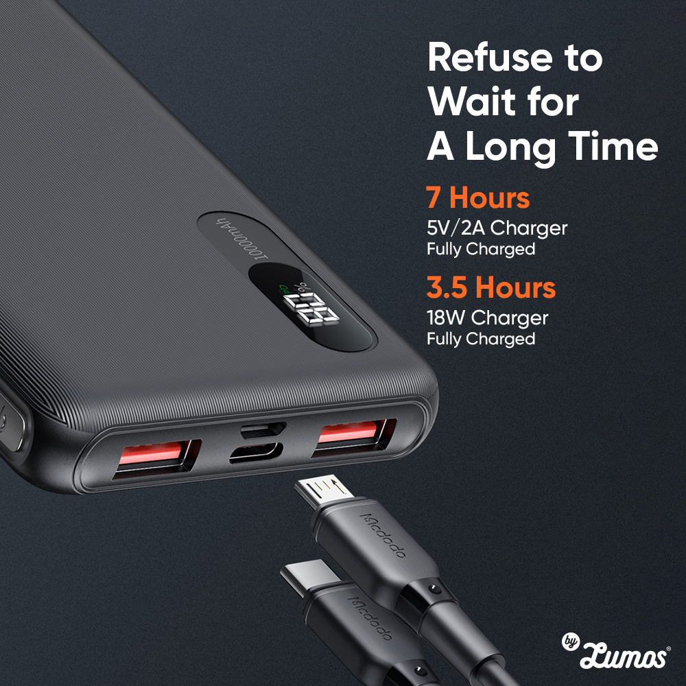 𝗠𝗖𝗗𝗢𝗗𝗢 𝗠𝗖-𝟲𝟬𝟰 Portable Fast Charging Dual USB A +Type C PD SCP VOOC QC 10000mAh Power Bank